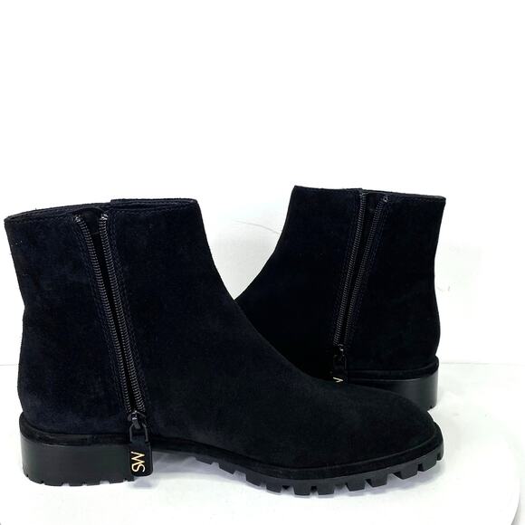 STUART WEITZMAN Maelie Black Suede Ankle Boot Timeless Classic Lug Sole Women 7B - Picture 4 of 9